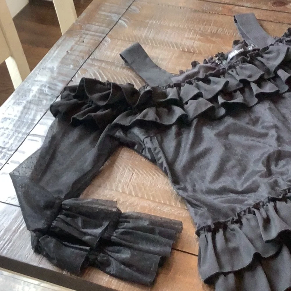 Black Lace Tiered Blouse
